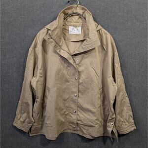 Lou & Grey Modern Anorak Rain Jacket Womens XXL Oversized Fit Full Zip Khaki